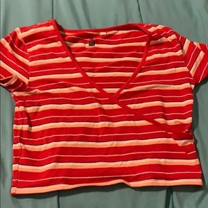 Red, White, & Orange Striped Shirt